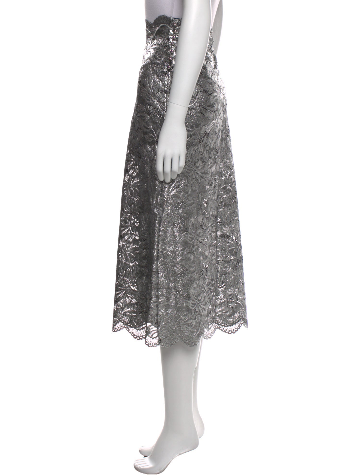 Paco Rabanne Lace Trim Embellishment Midi Length Skirt