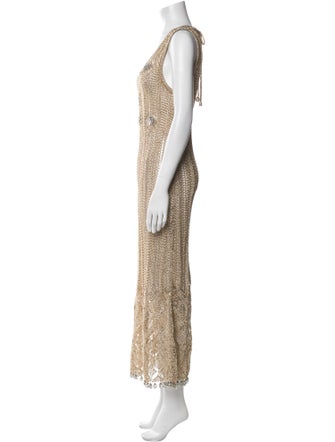 Paco Rabanne Scoop Neck Long Dress