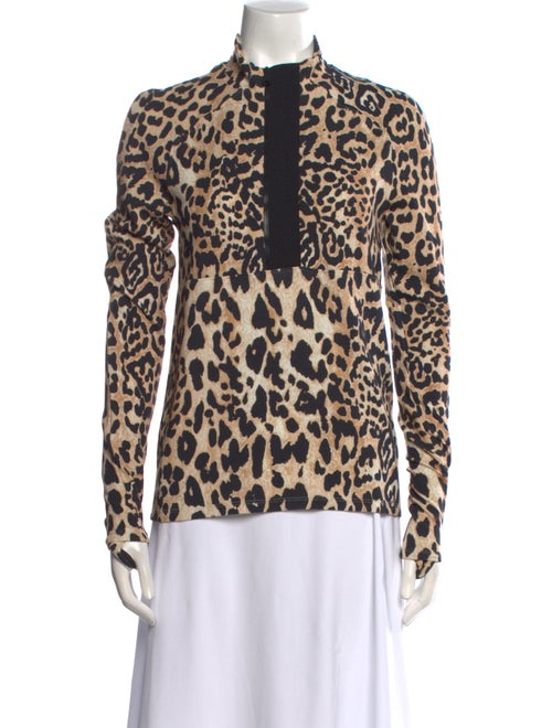 Paco Rabanne Animal Print Mock Neck Blouse