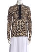 Paco Rabanne Animal Print Mock Neck Blouse
