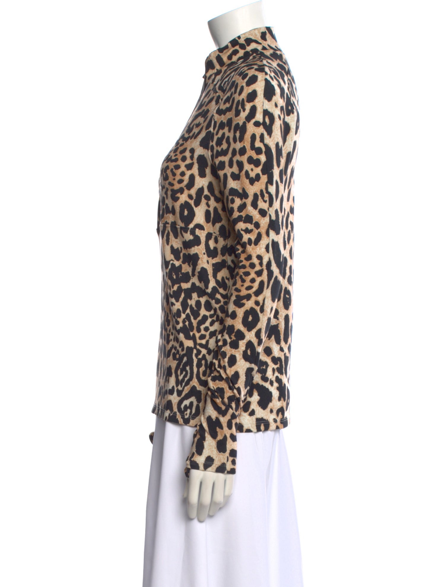 Paco Rabanne Animal Print Mock Neck Blouse