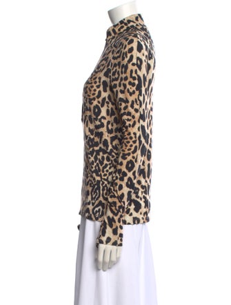 Paco Rabanne Animal Print Mock Neck Blouse
