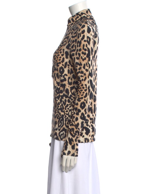Paco Rabanne Animal Print Mock Neck Blouse
