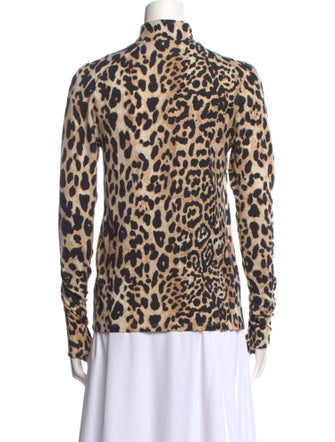 Paco Rabanne Animal Print Mock Neck Blouse