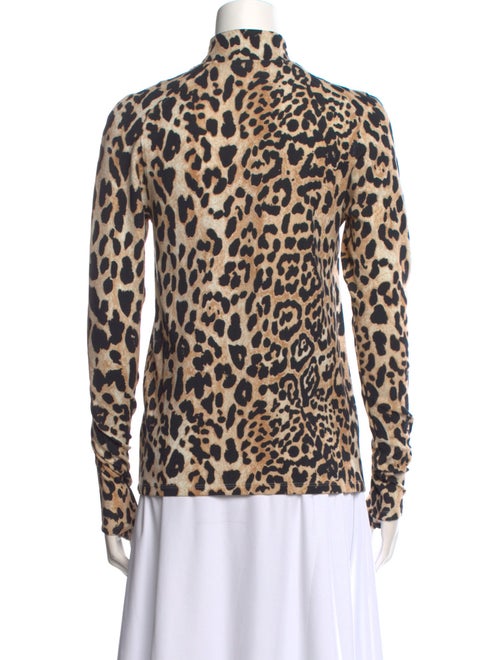 Paco Rabanne Animal Print Mock Neck Blouse