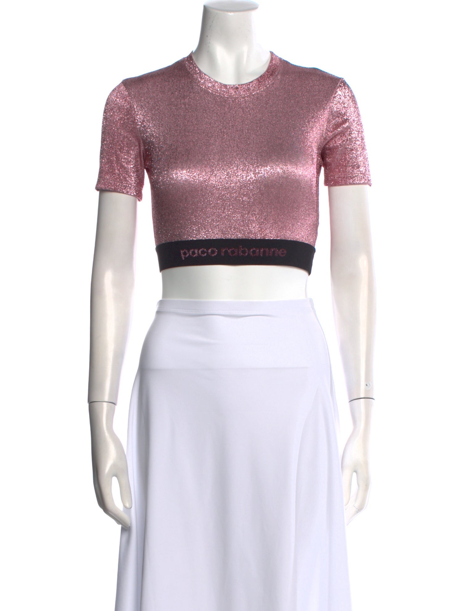 Paco Rabanne Crew Neck Short Sleeve Crop Top