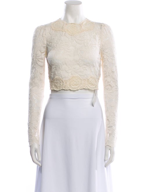 Paco Rabanne Crew Neck Long Sleeve Crop Top