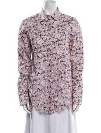 Paco Rabanne Floral Print Long Sleeve Button-Up Top