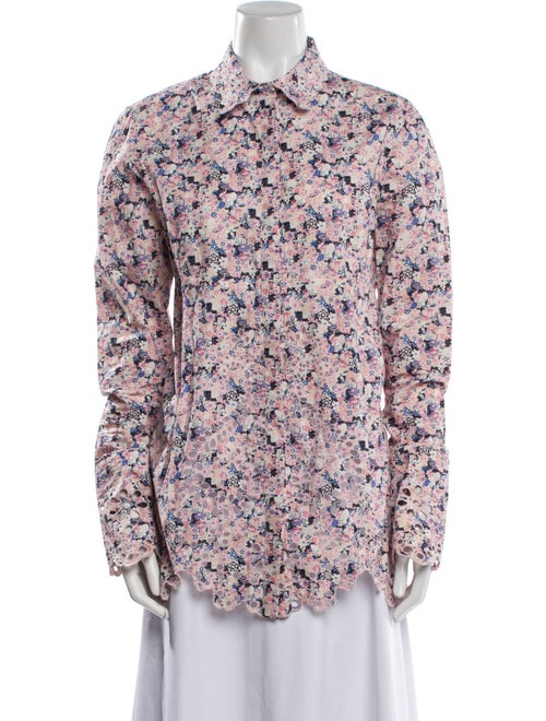 Paco Rabanne Floral Print Long Sleeve Button-Up Top