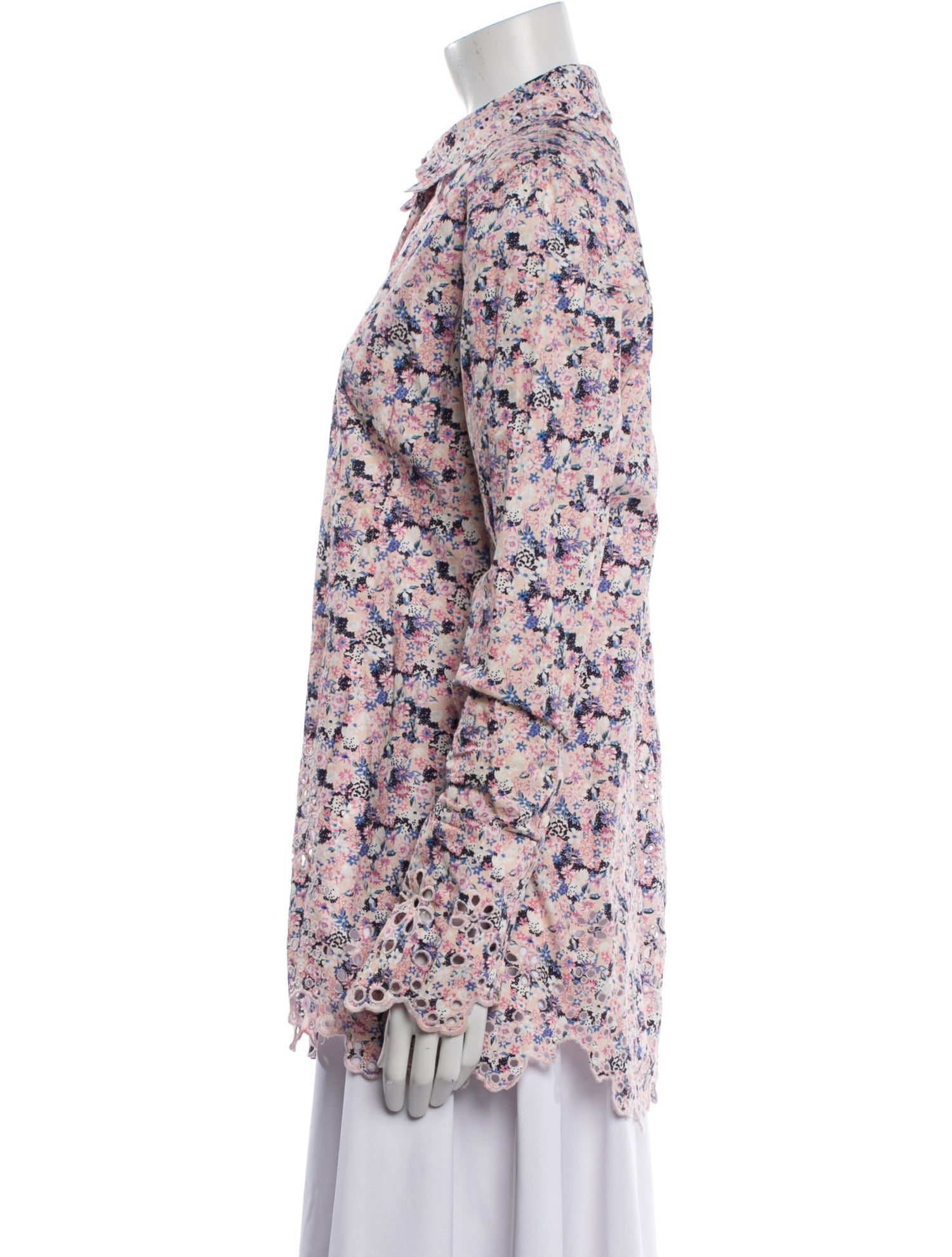 Paco Rabanne Floral Print Long Sleeve Button-Up Top