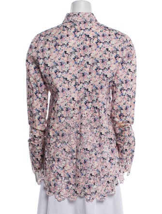 Paco Rabanne Floral Print Long Sleeve Button-Up Top