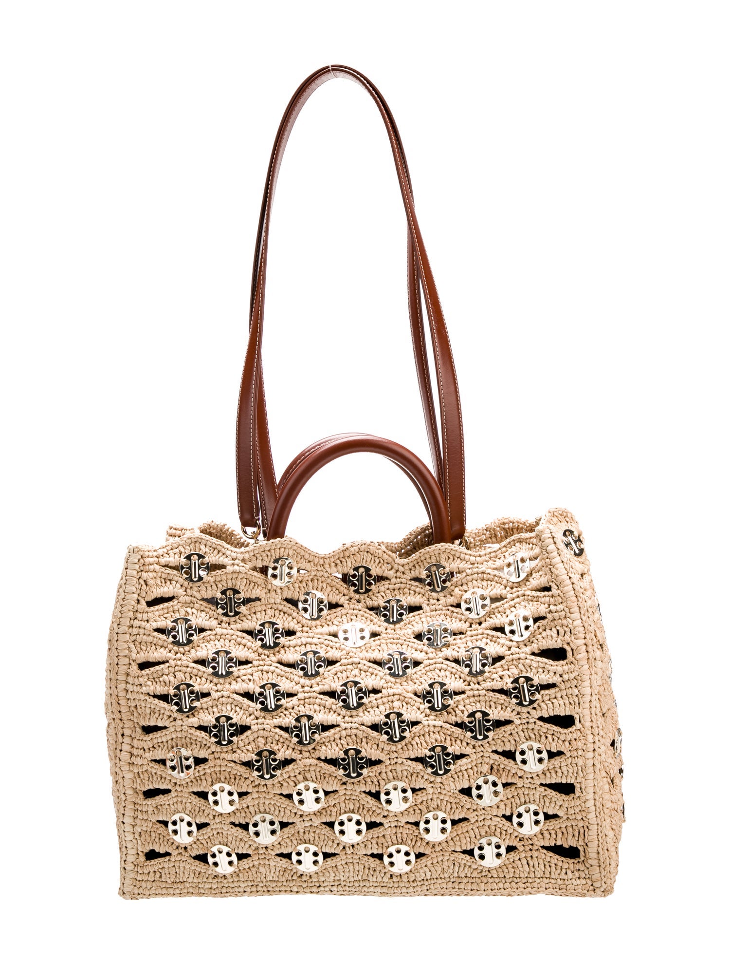 Paco Rabanne Raffia Top Handle Bag