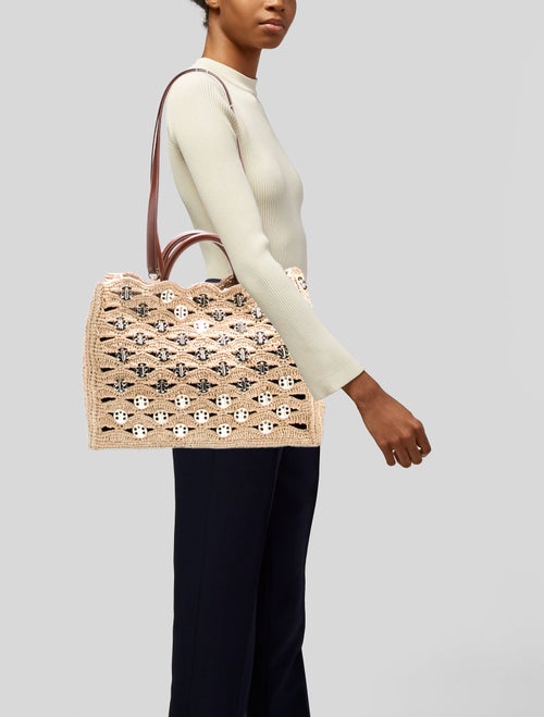 Paco Rabanne Raffia Top Handle Bag