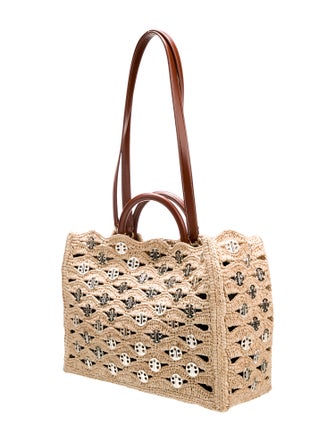 Paco Rabanne Raffia Top Handle Bag
