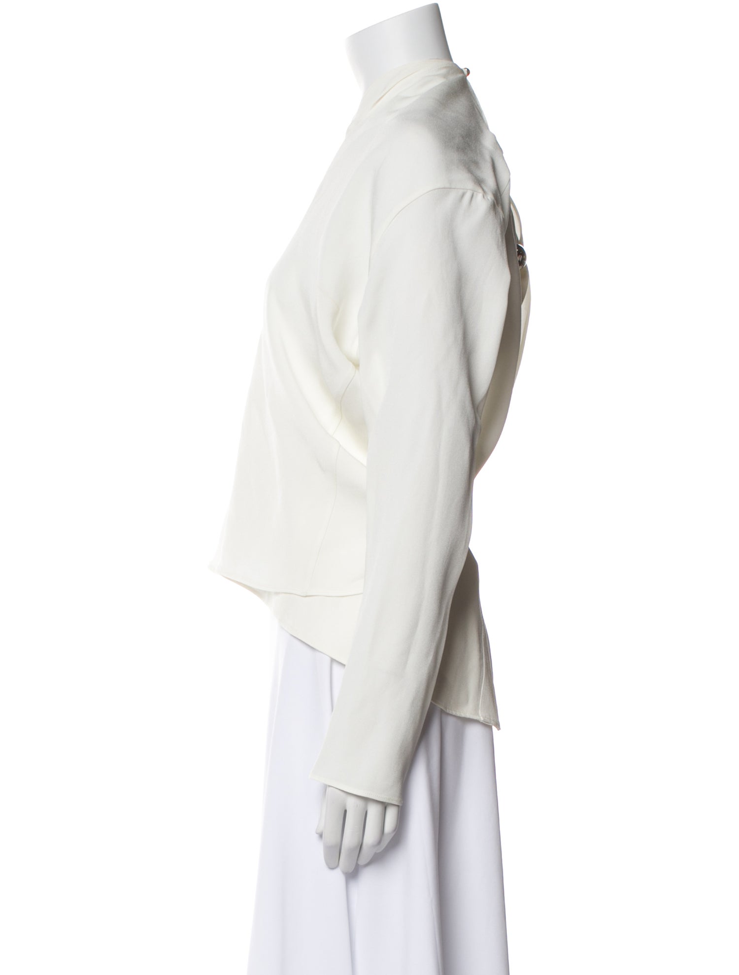 Paco Rabanne V-Neck Long Sleeve Crop Top