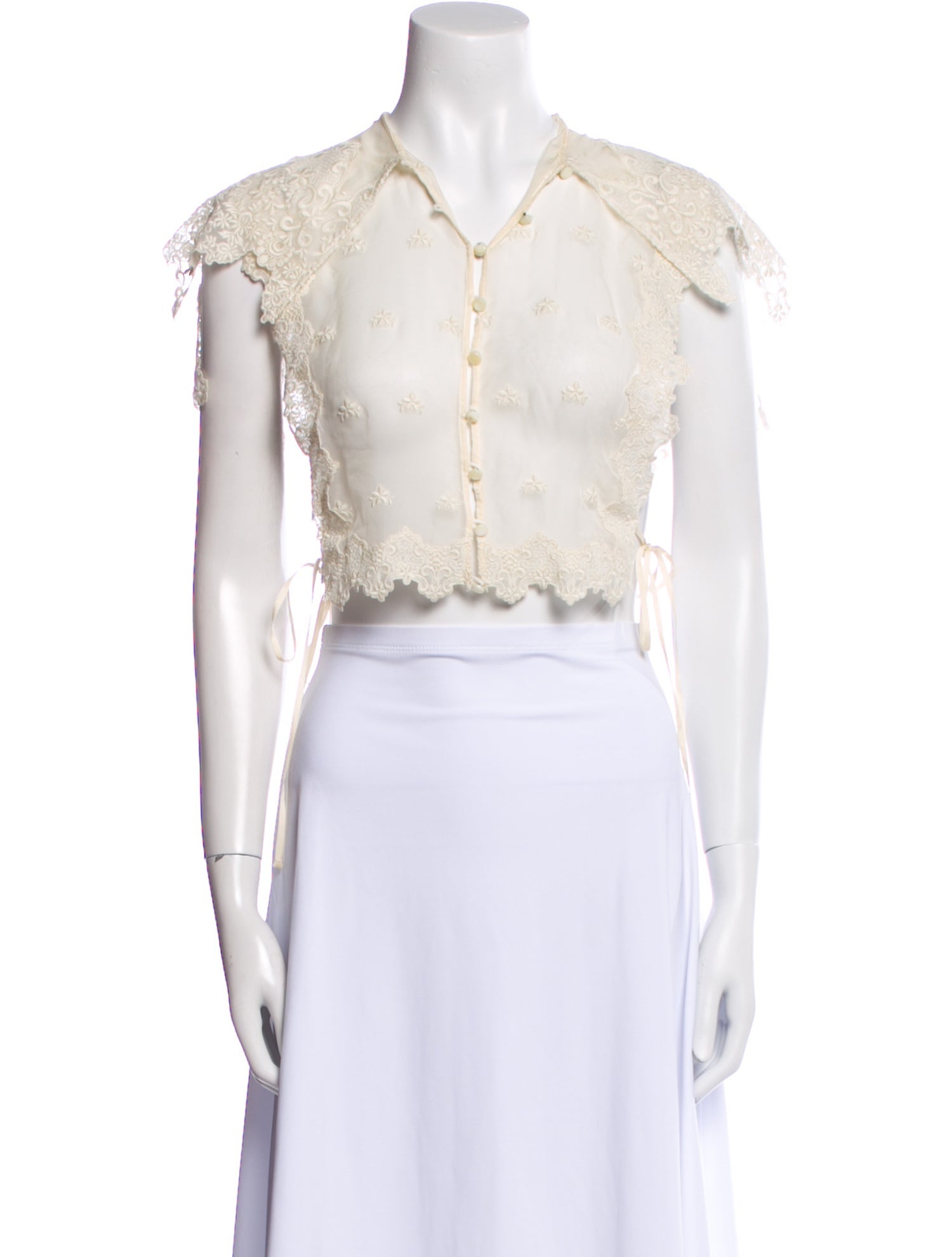 Paco Rabanne Silk Short Sleeve Crop Top