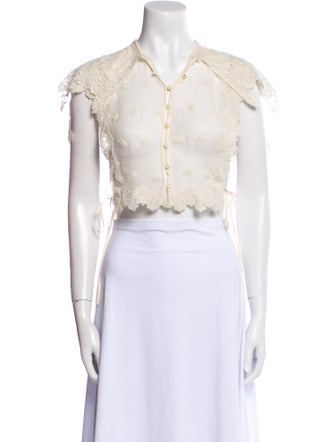 Paco Rabanne Silk Short Sleeve Crop Top