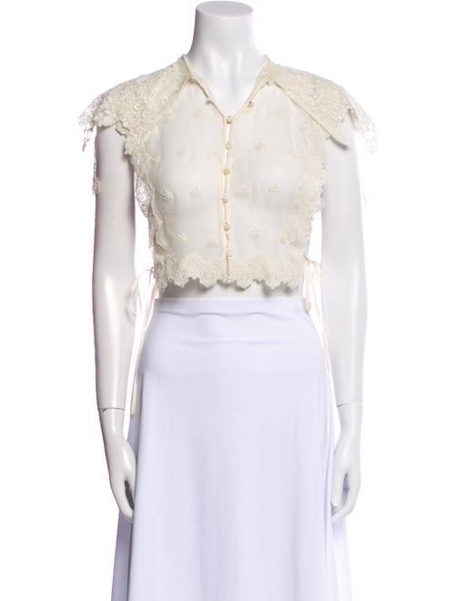 Paco Rabanne Silk Short Sleeve Crop Top