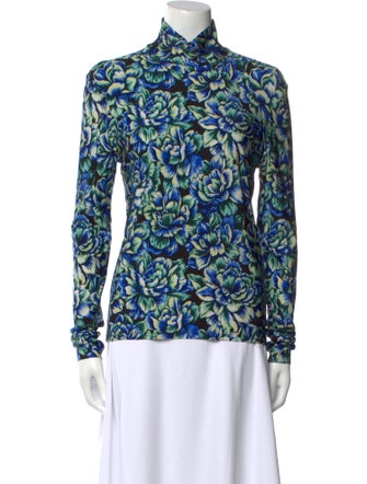 Paco Rabanne Printed Mock Neck Button-Up Top