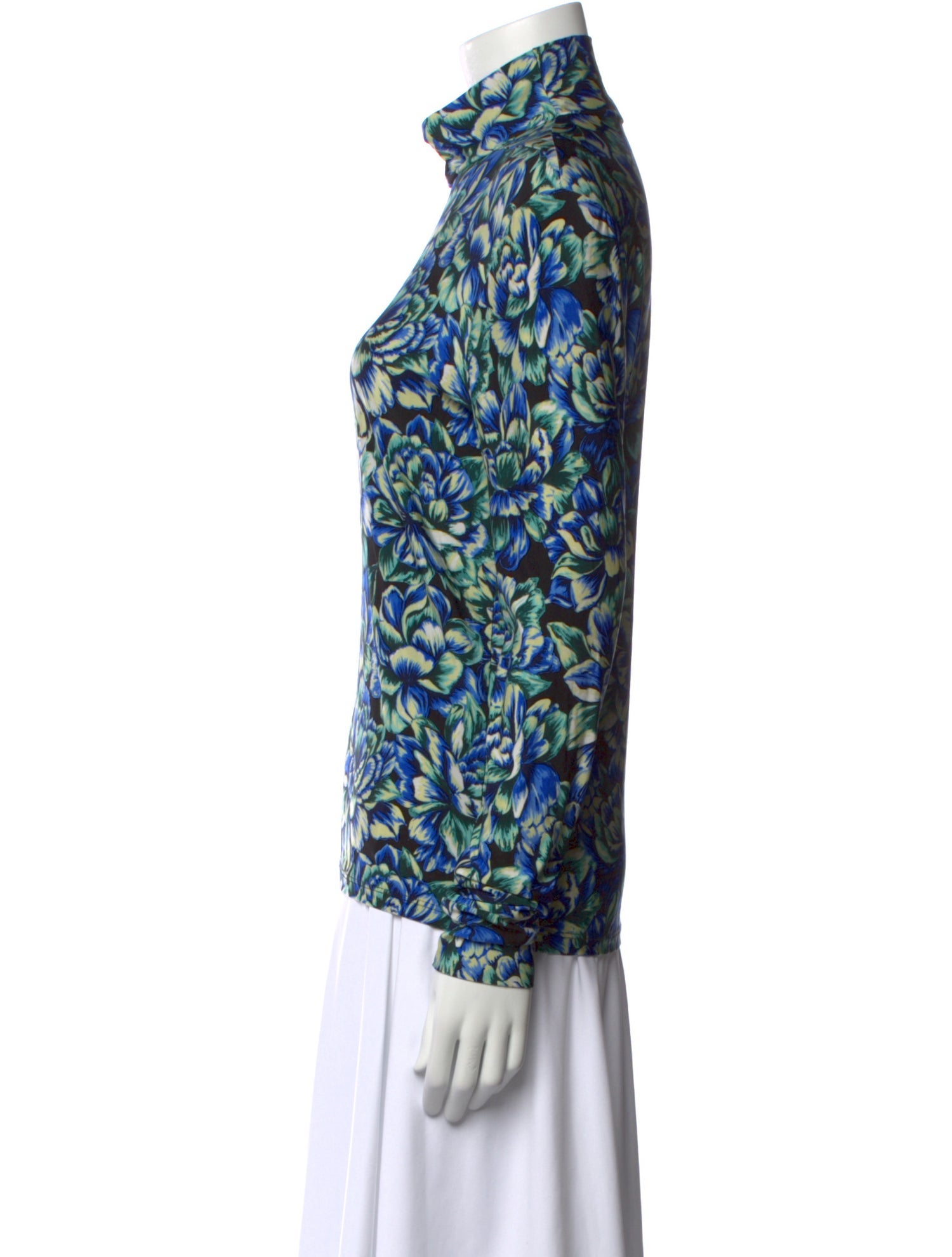 Paco Rabanne Printed Mock Neck Button-Up Top