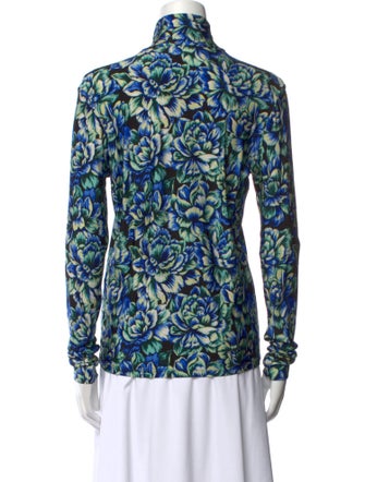 Paco Rabanne Printed Mock Neck Button-Up Top