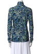 Paco Rabanne Printed Mock Neck Button-Up Top