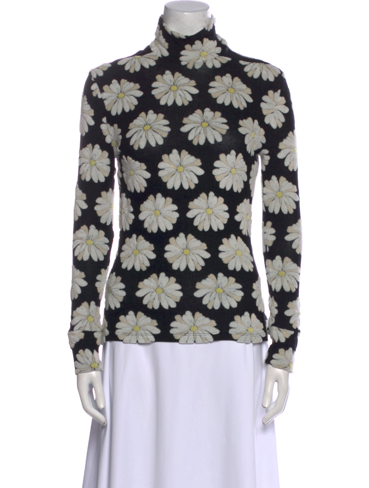 Paco Rabanne Floral Print Mock Neck Blouse