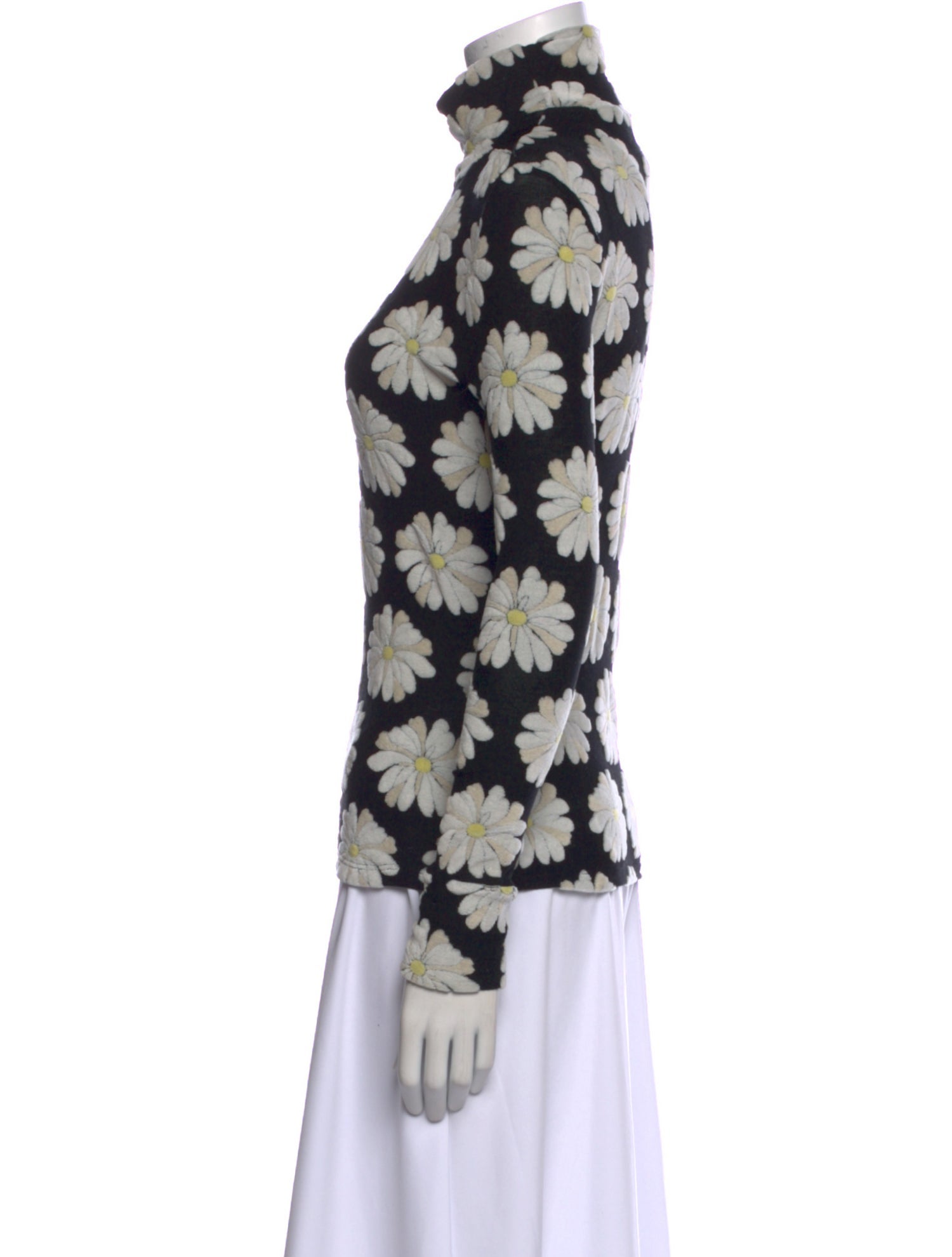 Paco Rabanne Floral Print Mock Neck Blouse