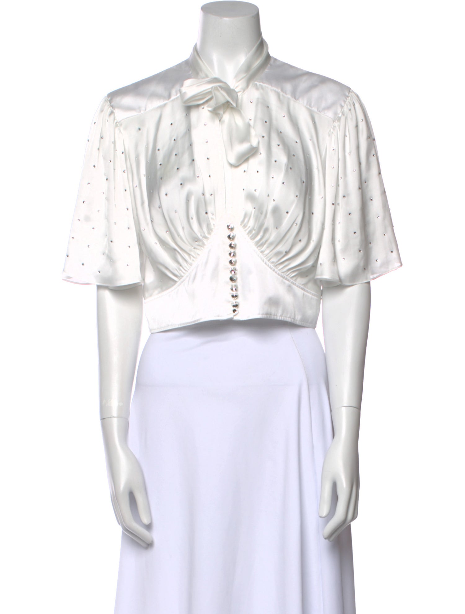 Paco Rabanne Striped Tie Neck Crop Top