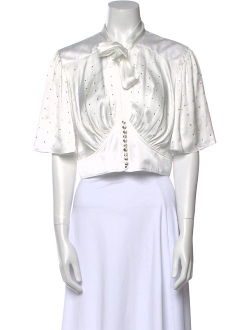 Paco Rabanne Striped Tie Neck Crop Top