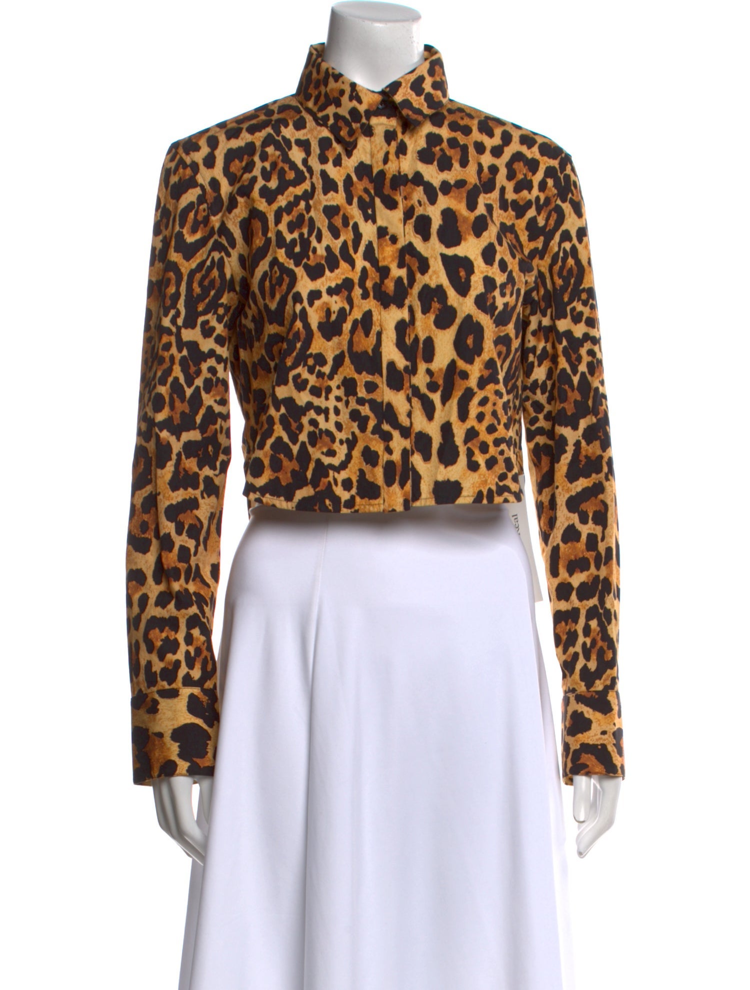 Paco Rabanne Animal Print Mock Neck Crop Top