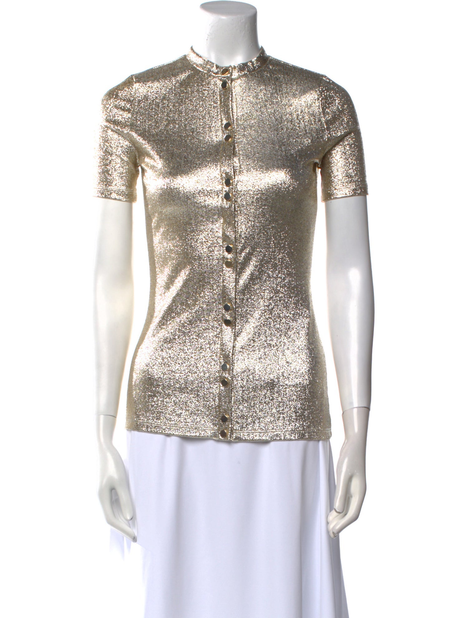 Paco Rabanne Mock Neck Short Sleeve Top