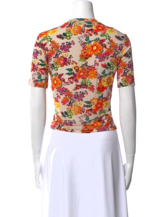 Paco Rabanne Floral Print Crew Neck Crop Top