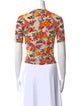 Paco Rabanne Floral Print Crew Neck Crop Top