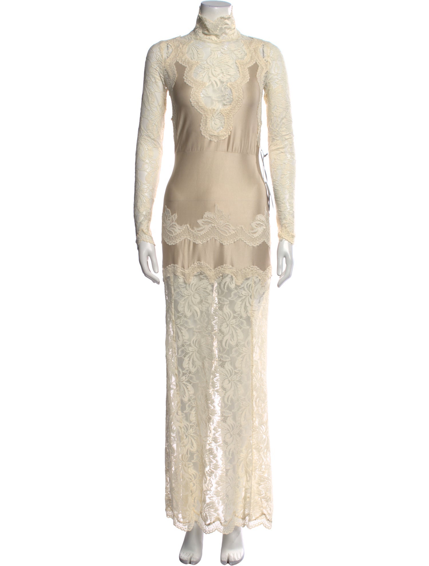 Paco Rabanne Lace Pattern Long Dress