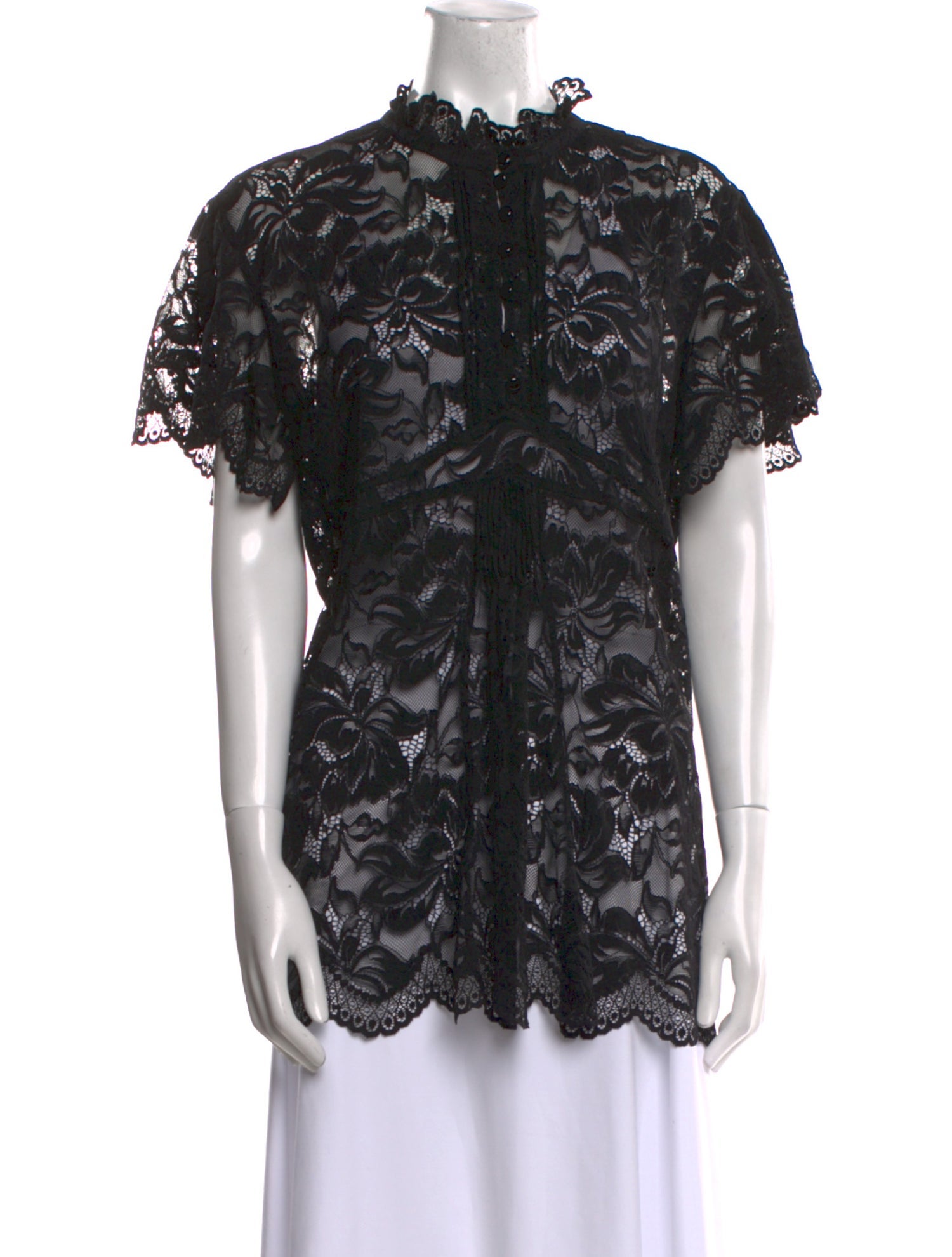 Paco Rabanne Lace Pattern Mock Neck Blouse w/ Tags