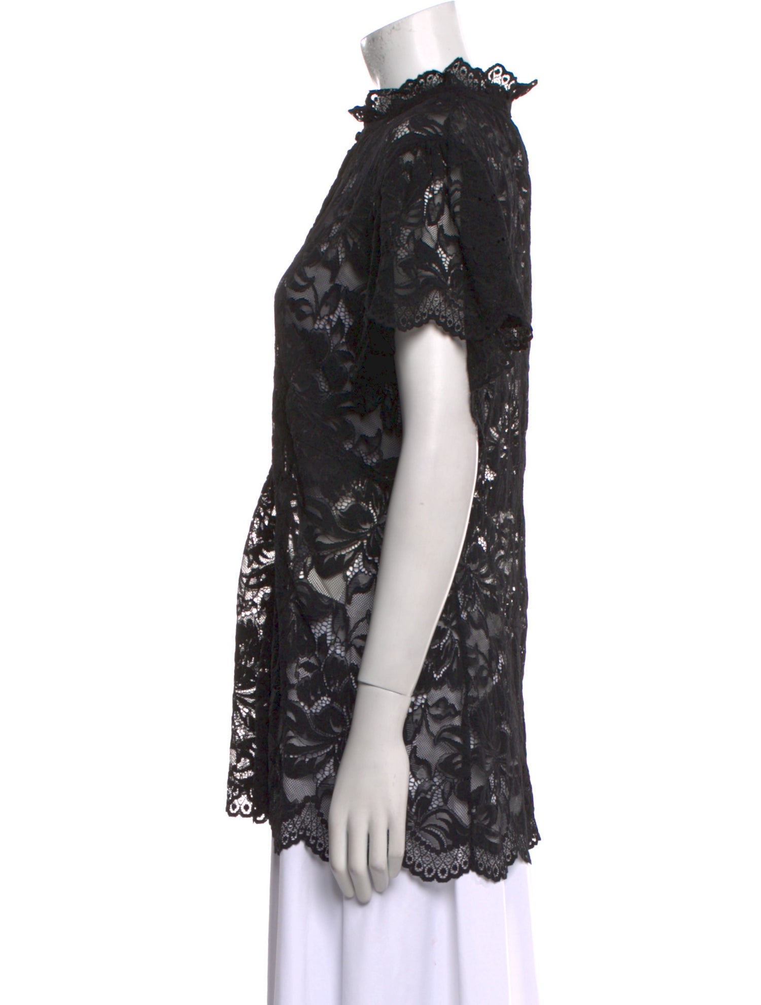 Paco Rabanne Lace Pattern Mock Neck Blouse w/ Tags