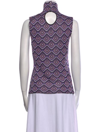 Paco Rabanne Printed Mock Neck Blouse