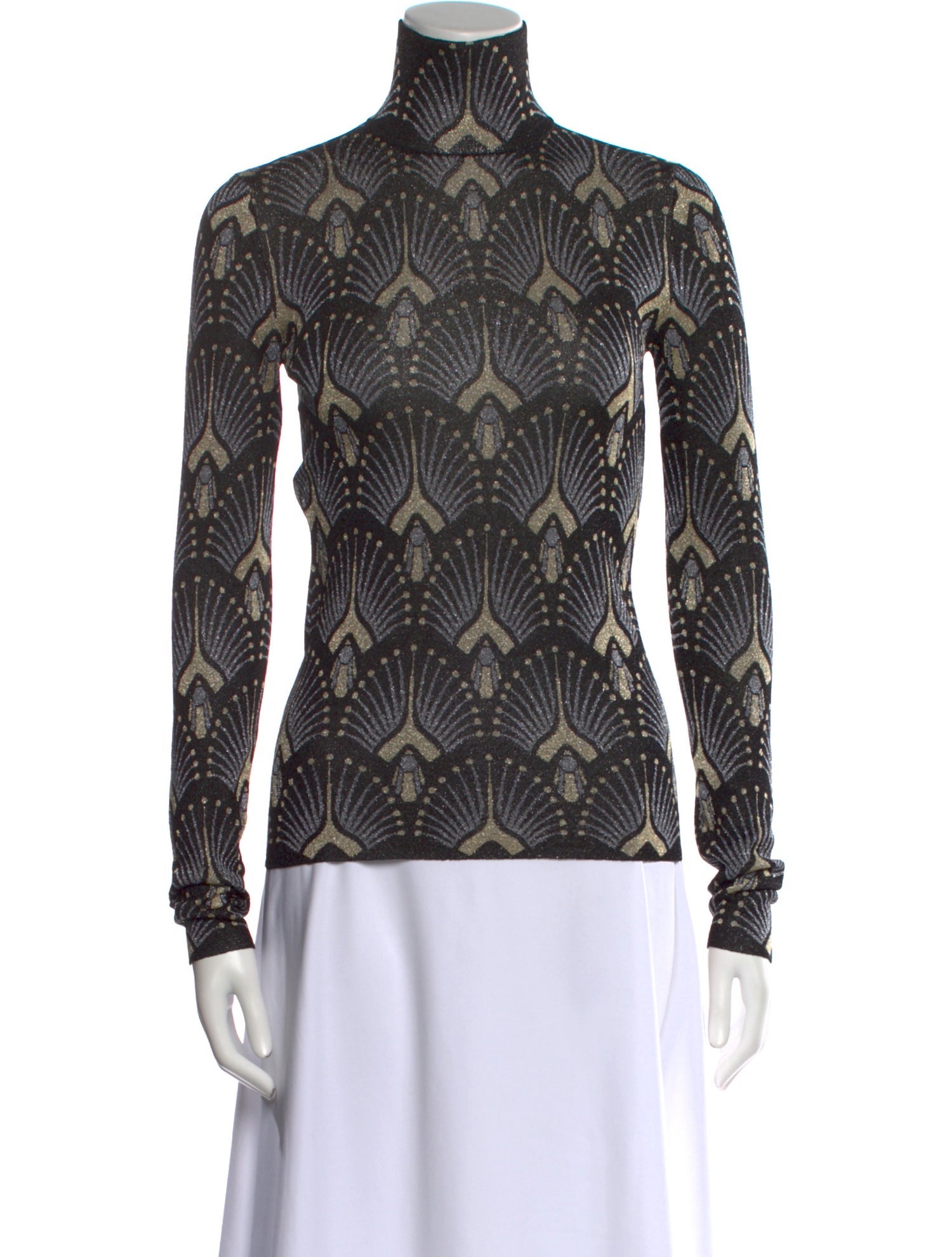 Paco Rabanne Printed Turtleneck Top