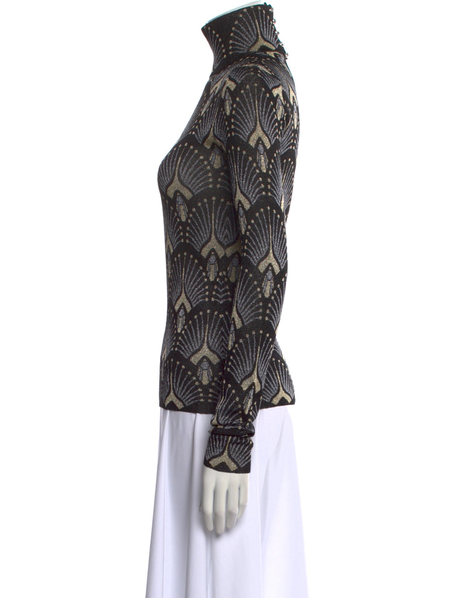 Paco Rabanne Printed Turtleneck Top