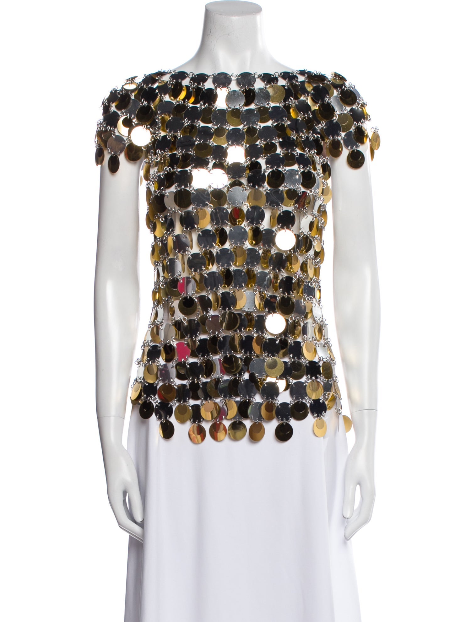 Paco Rabanne Printed Bateau Neckline Blouse