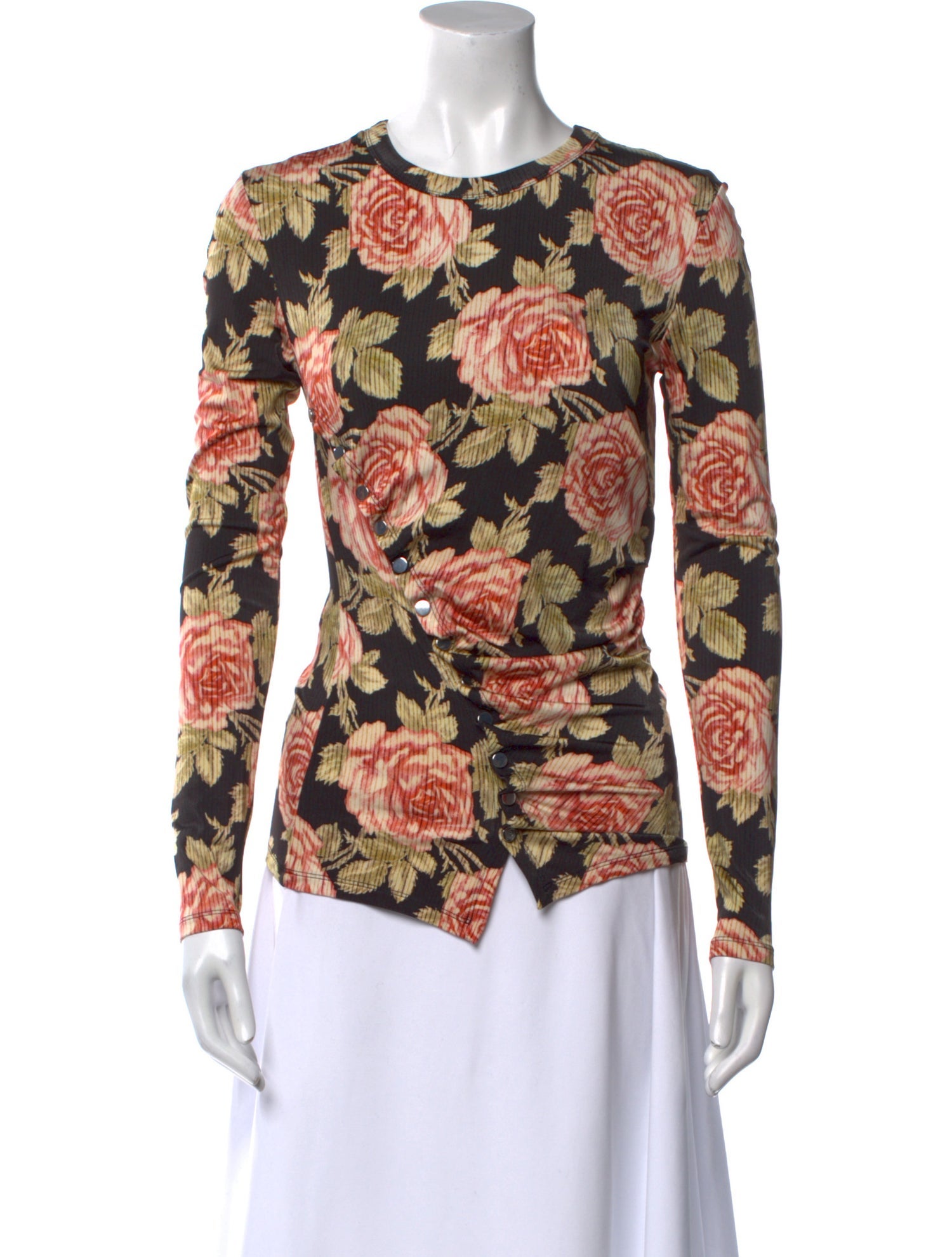 Paco Rabanne Floral Print Crew Neck Blouse