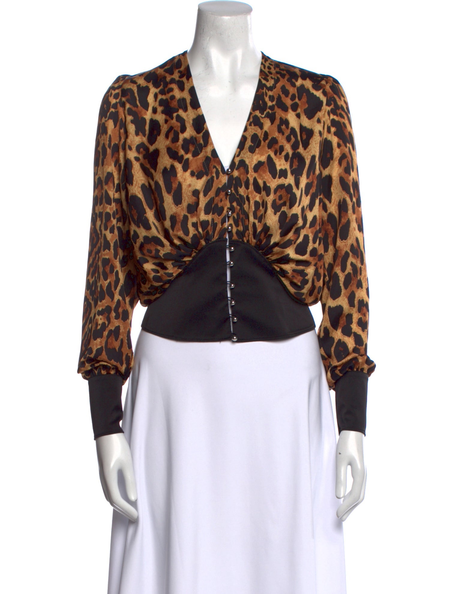 Paco Rabanne Animal Print V-Neck Crop Top