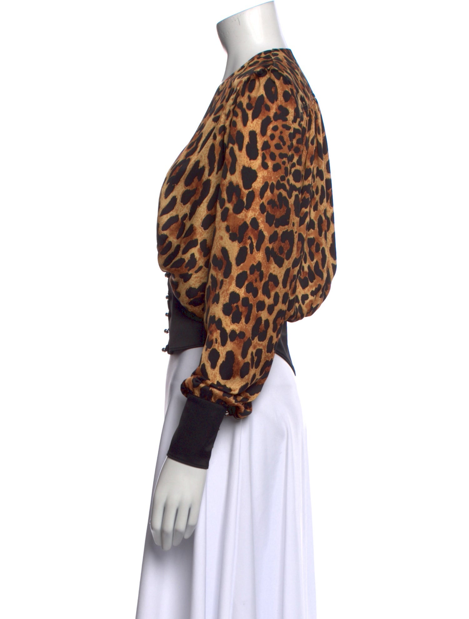 Paco Rabanne Animal Print V-Neck Crop Top