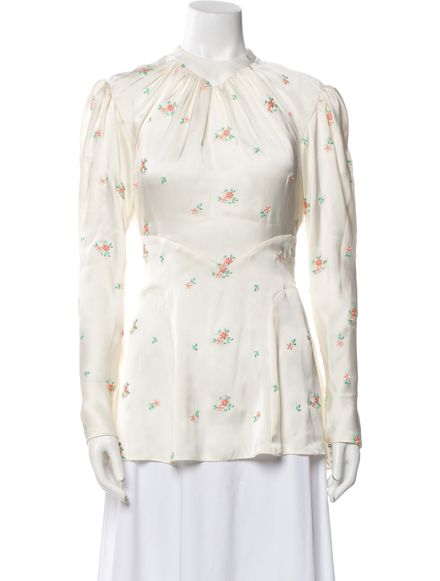 Paco Rabanne Floral Print Long Sleeve Button-Up Top w/ Tags