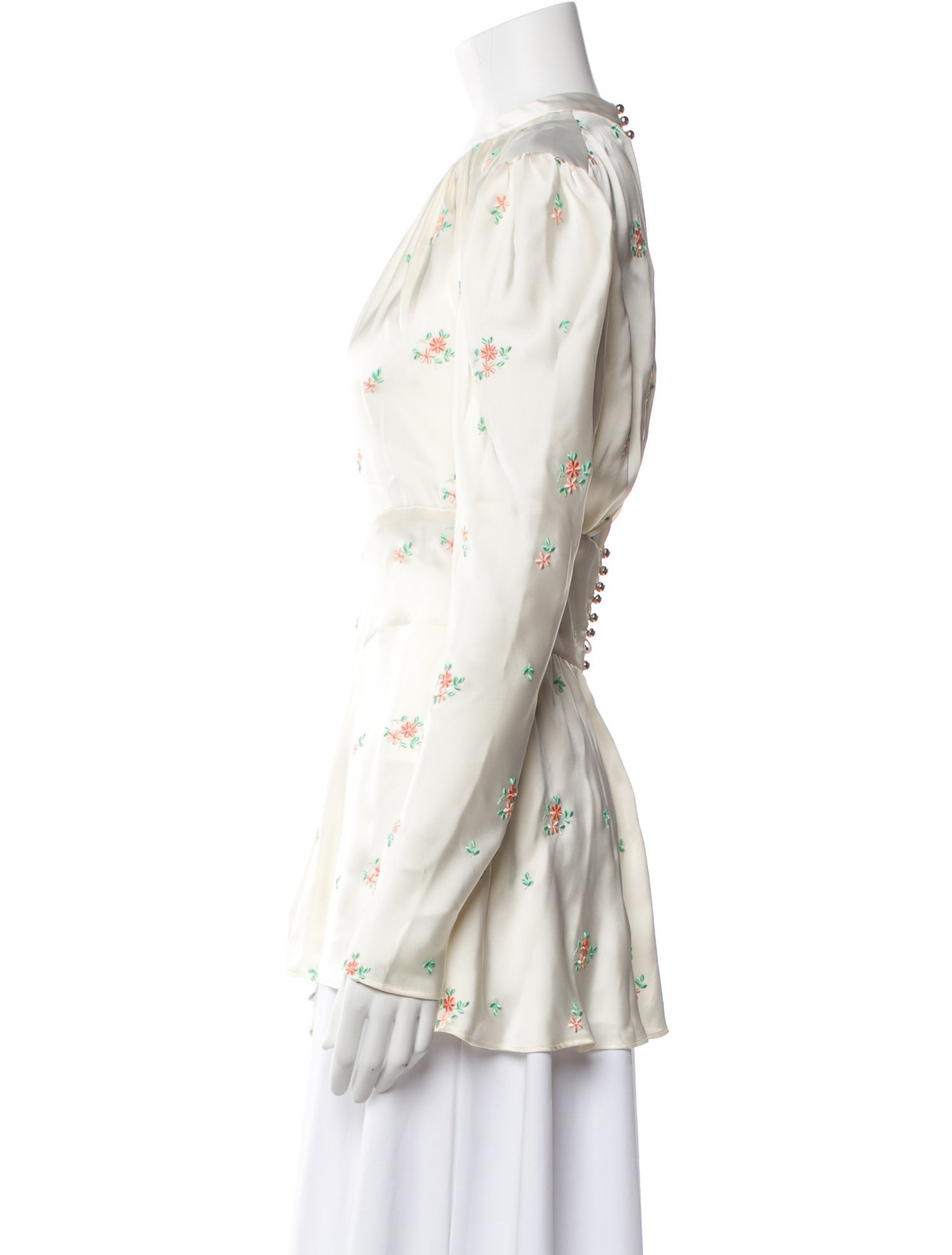 Paco Rabanne Floral Print Long Sleeve Button-Up Top w/ Tags