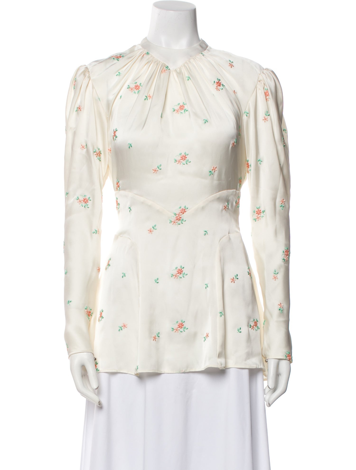 Paco Rabanne Floral Print Long Sleeve Button-Up Top w/ Tags