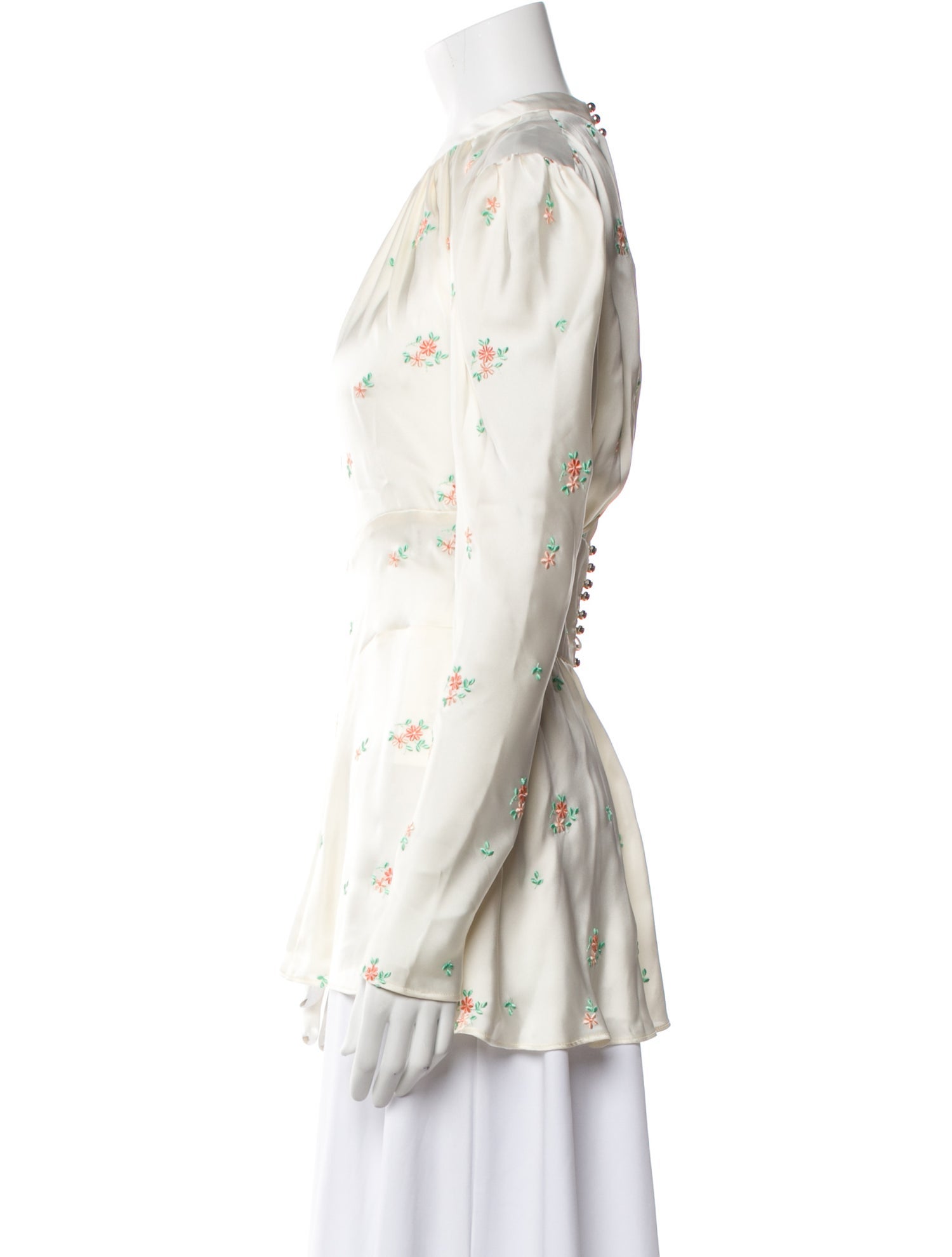 Paco Rabanne Floral Print Long Sleeve Button-Up Top w/ Tags