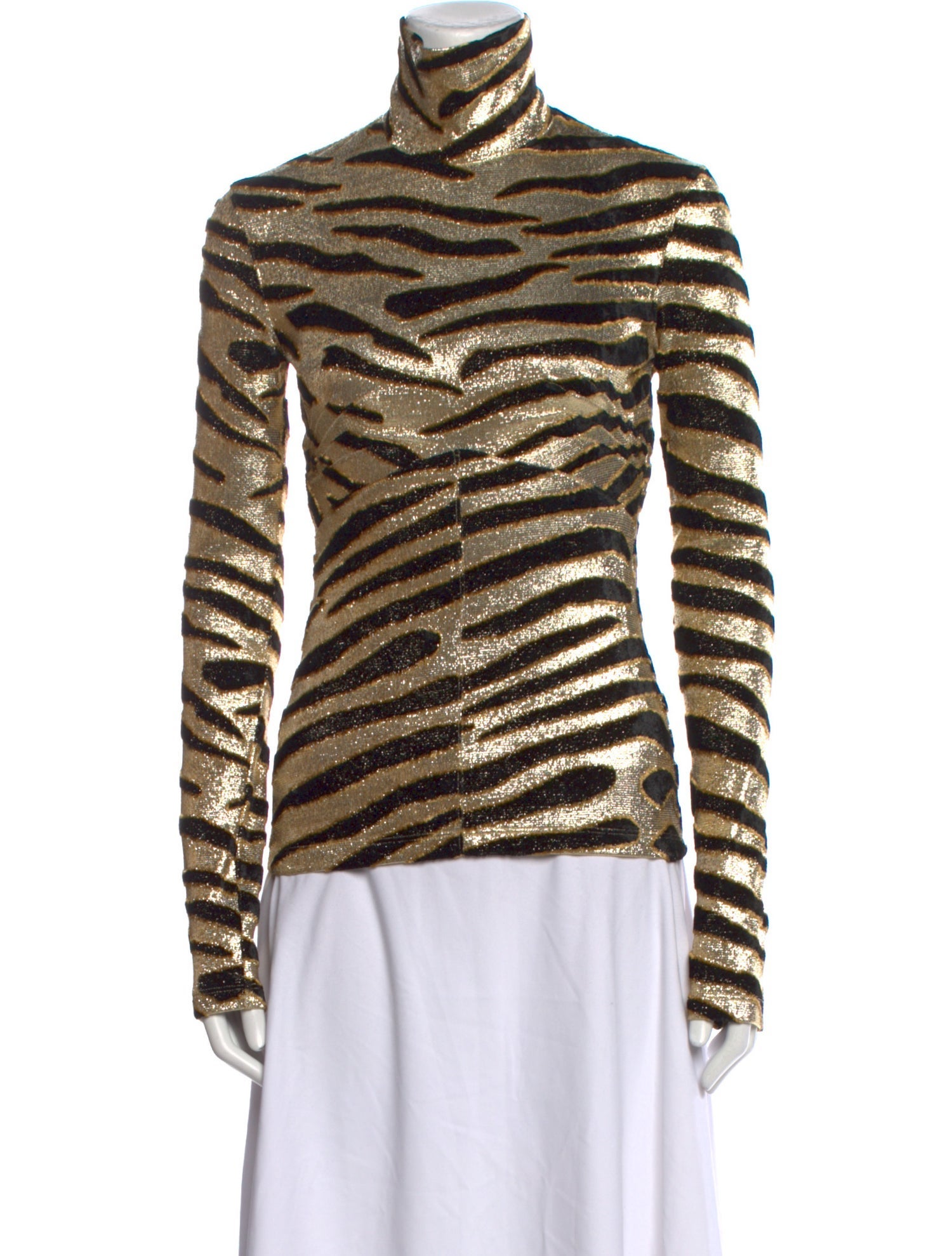 Paco Rabanne Animal Print Turtleneck Top