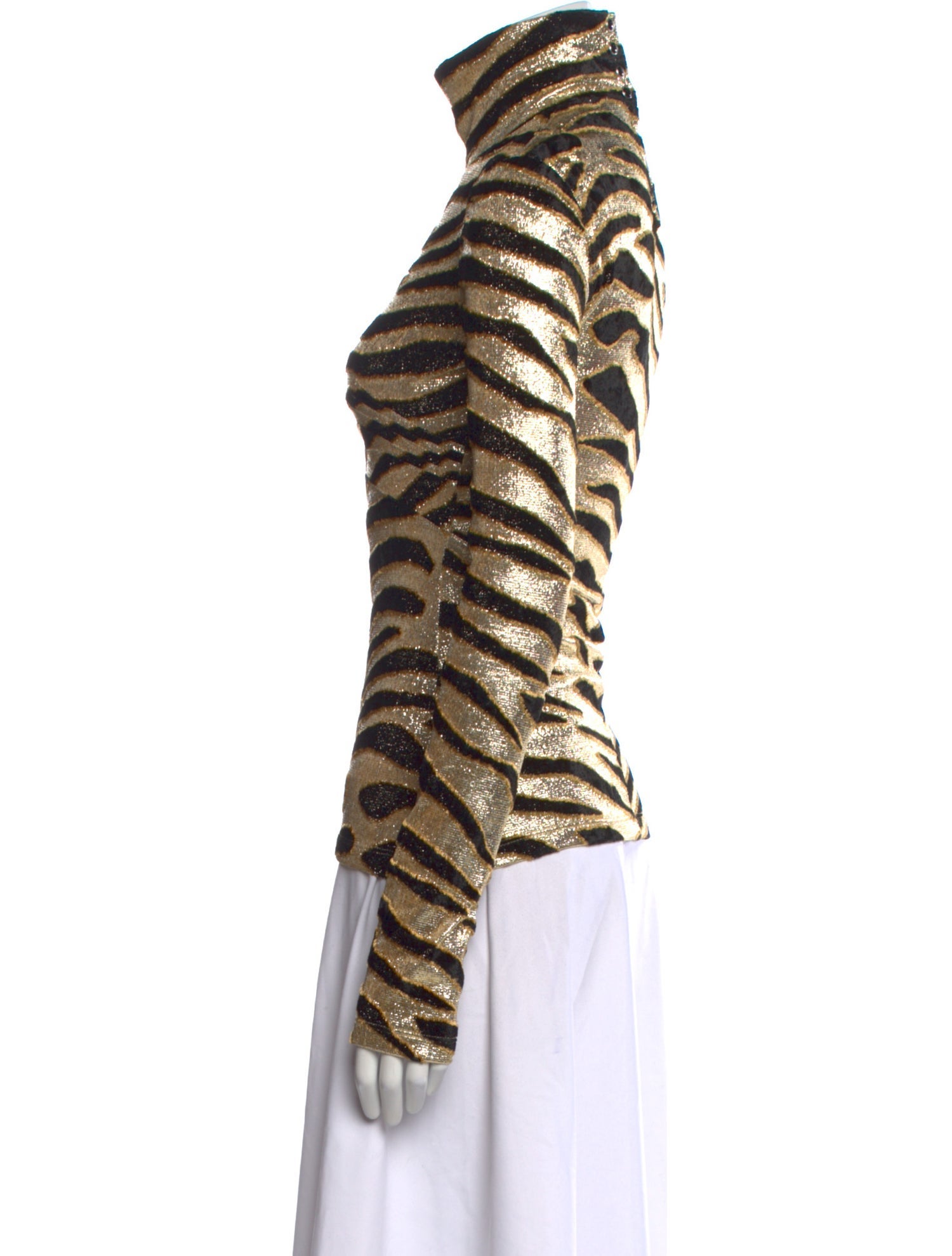 Paco Rabanne Animal Print Turtleneck Top